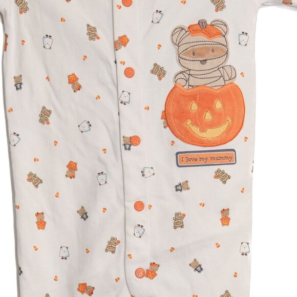 Halloween-Themed Baby Onesie Pajamas Size 6M By Carters White & Orange Cotton - Picture 3 of 8